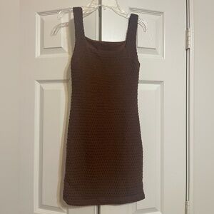 Brown Sleeveless Sheath Mini Dress